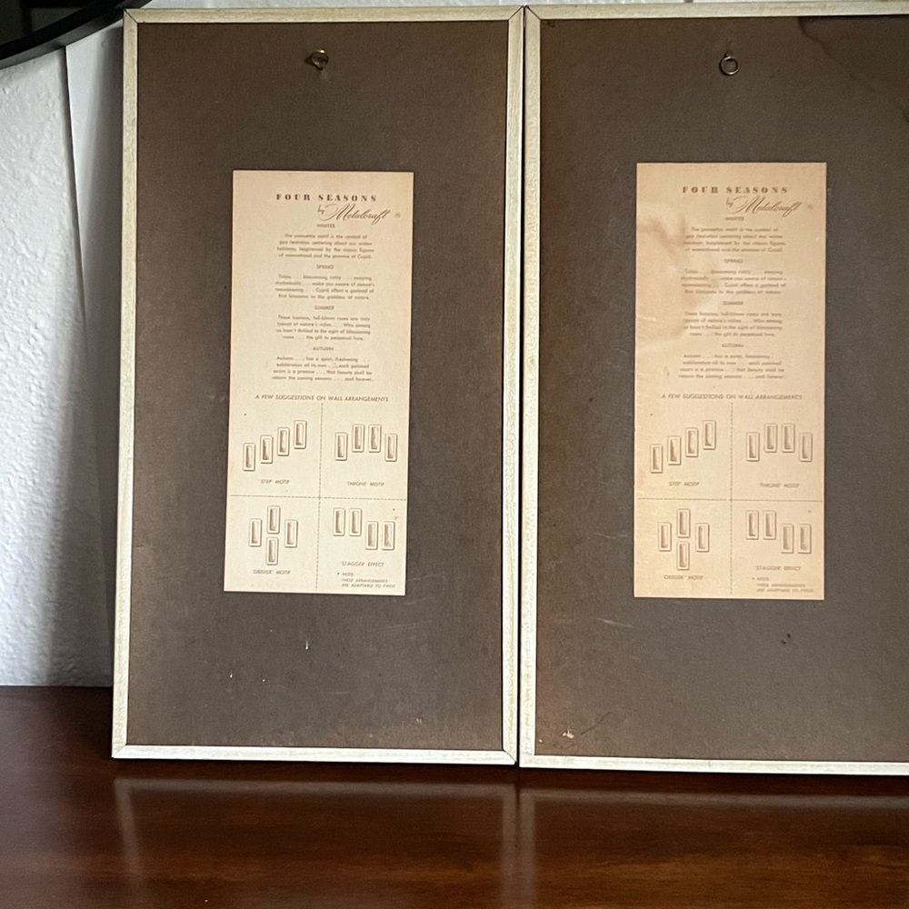 Vintage Metalcraft Four Seasons Framed Metal Wall Art Spring Summer Set Of 2 - Picture 9 of 13